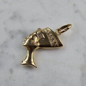 Womens Vintage Estate 14K Yellow Gold Queen Nefertiti Pendant 2.0g E6575